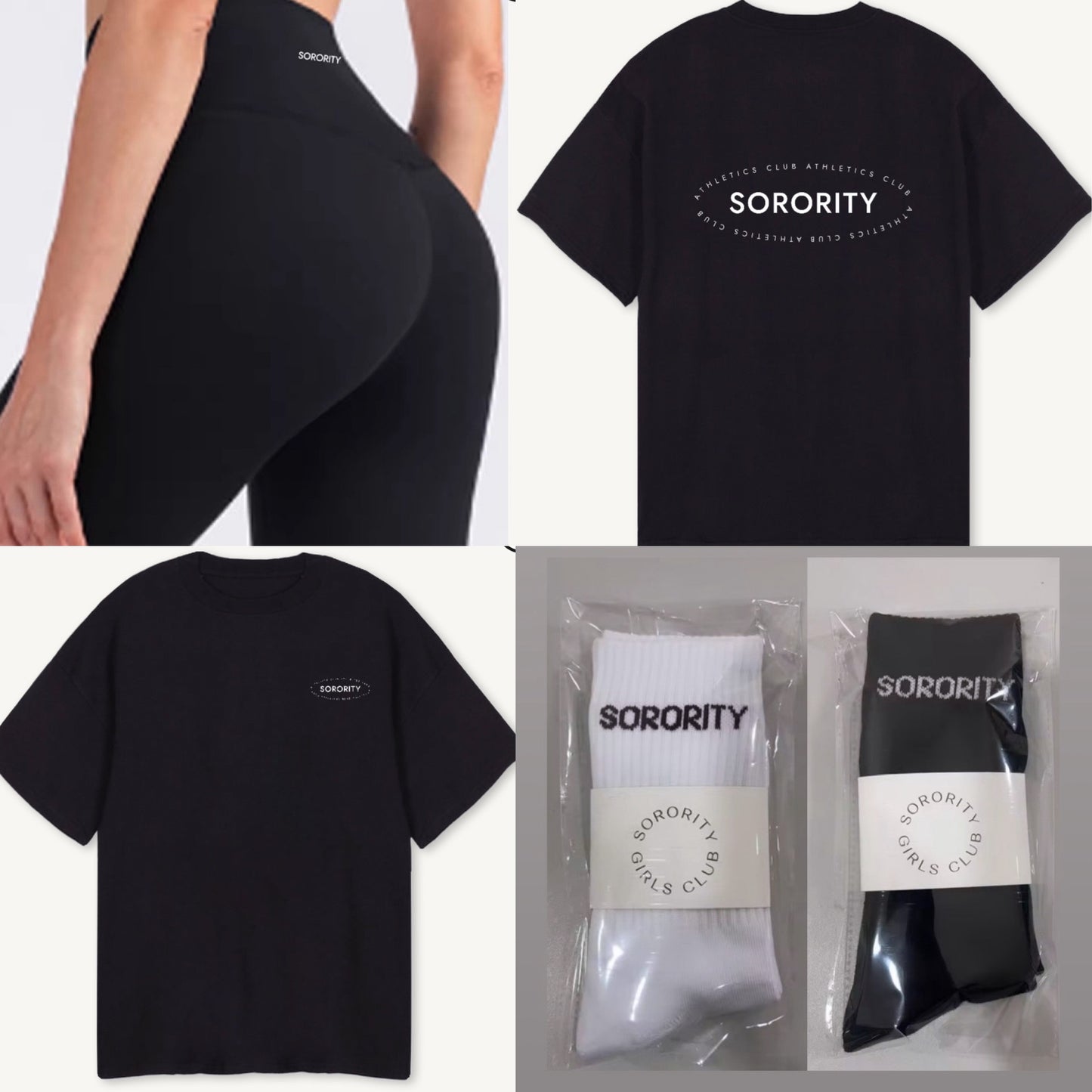 Bundle - ATHLETICS CLUB oversized tee, Ultimate leggings black, black or white socks