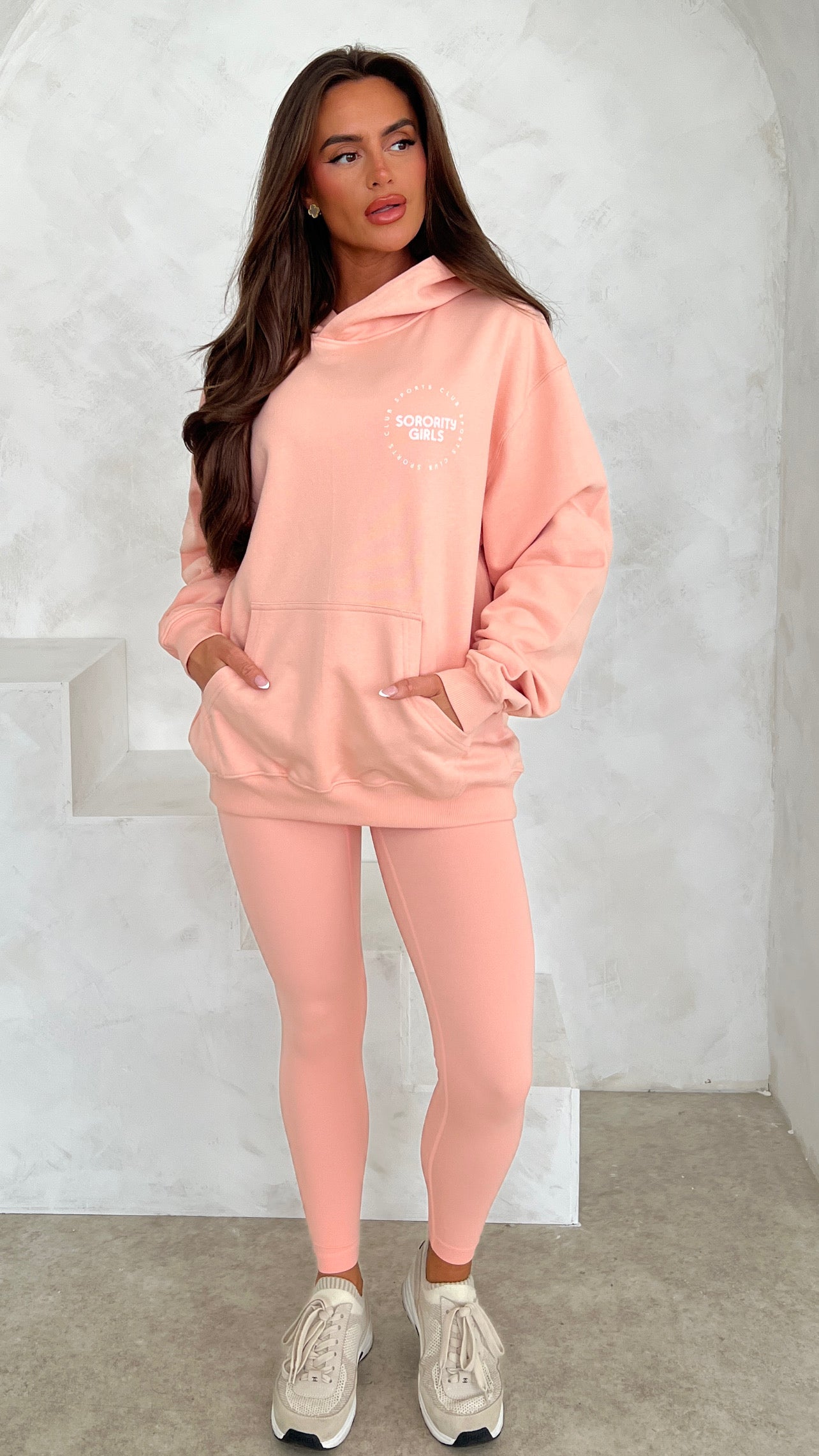 Sorority Girls Sports Club Oversized Hoodie - Peach