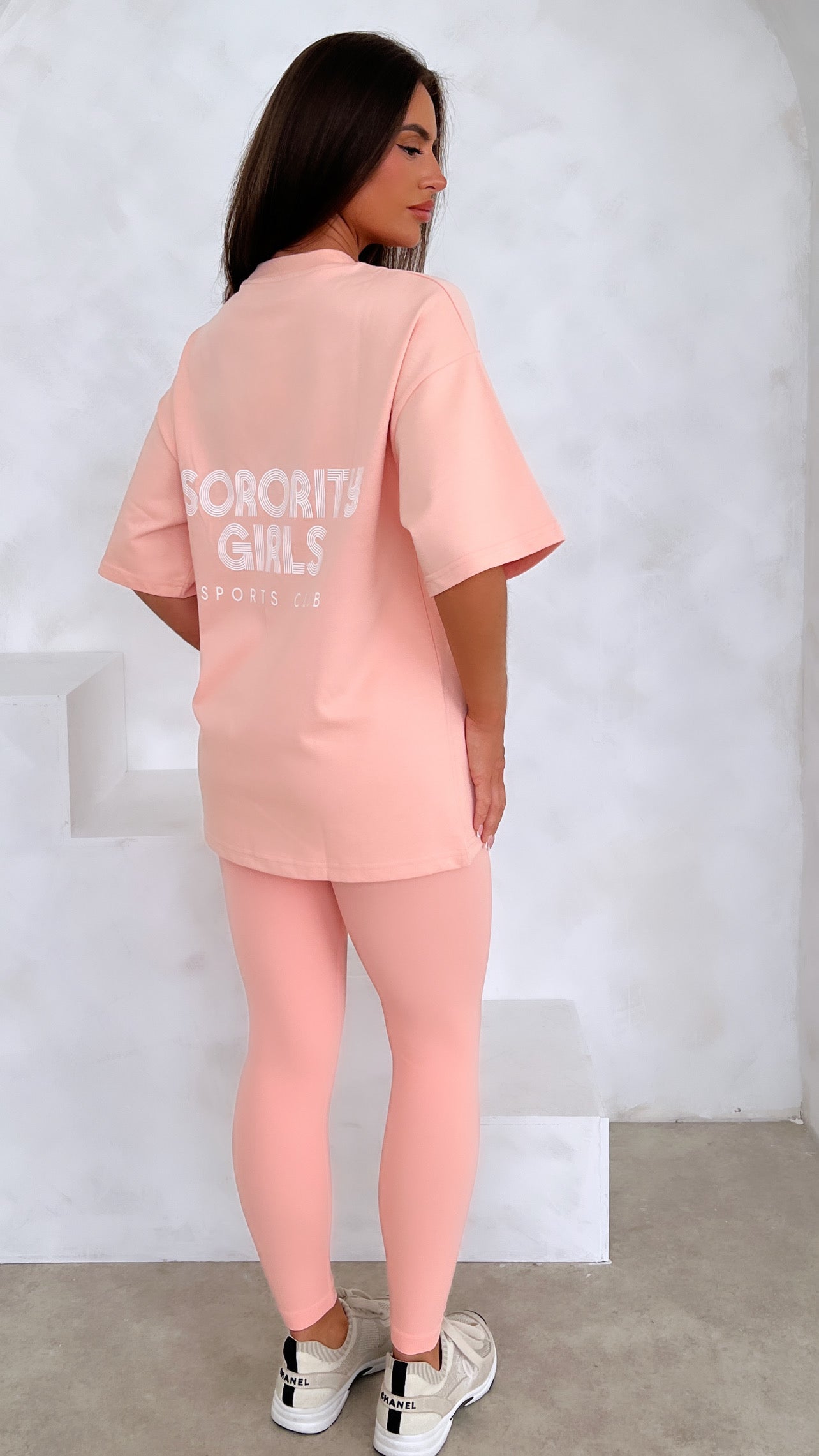 Sorority Girls Sports Club Oversized T-shirt - Peach