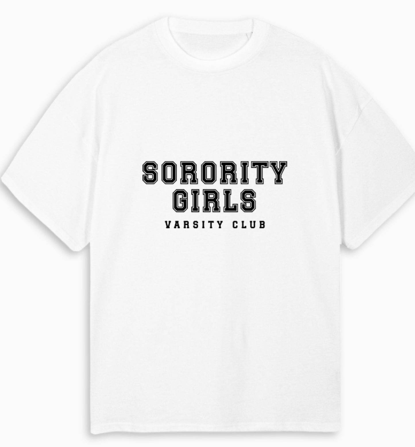 ‘VARSITY CLUB’ white oversized Tshirt - black colour way