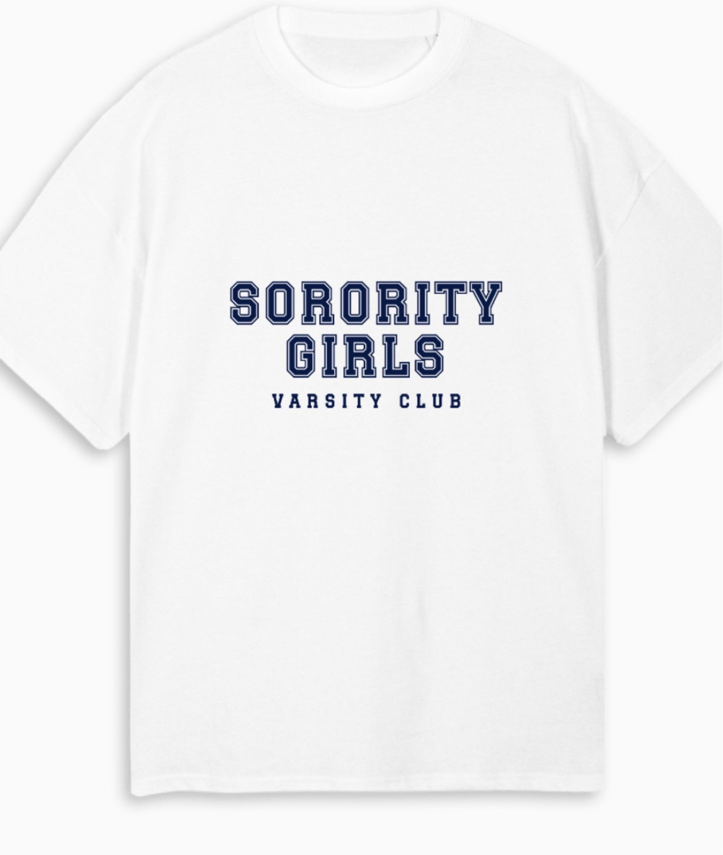 ‘VARSITY CLUB’ Oversized White Tshirt - Navy